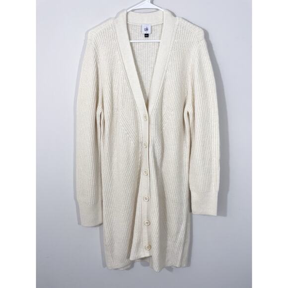 CAbi #4099 Book Club Cardigan Sweater Size Large Cream Long Line Chunky Knit - Picture 4 of 8